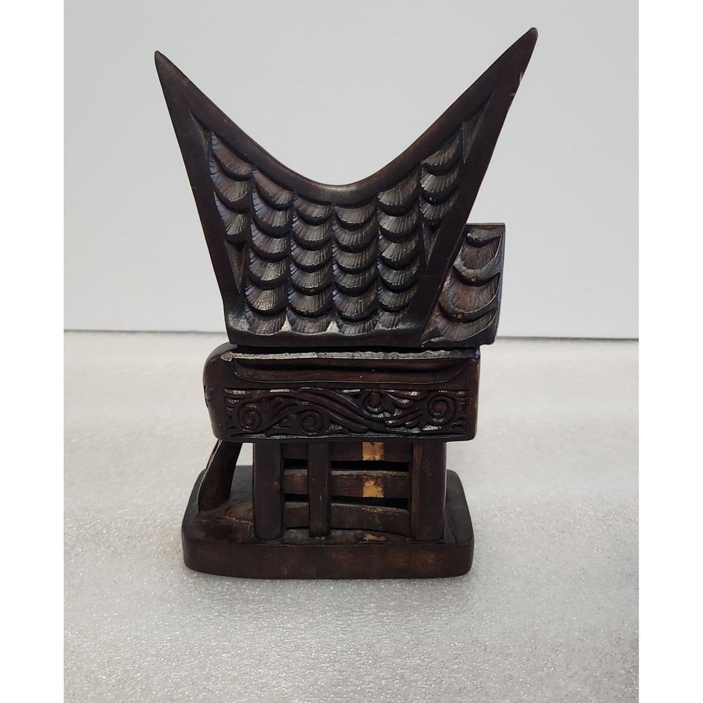 Hand Carved Wooden Southeast Asian Stilt House Model Traditional Decor 7in